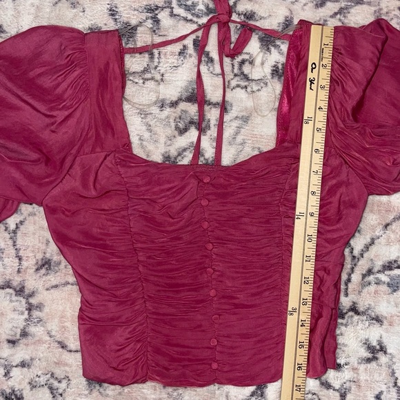 Do+Be Puff Sleeve Ruched Pink Top Size Small - Picture 7 of 7
